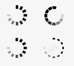 加载失败裂开四个黑白加载圆圈图标高清图片
