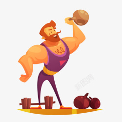 可爱卡通举重男子举重健身教练高清图片