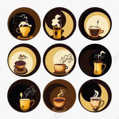 9个圆形咖啡标识图标图标