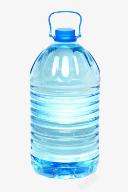 透明装水瓶子透明解渴蓝色盖子提手塑料瓶饮用高清图片