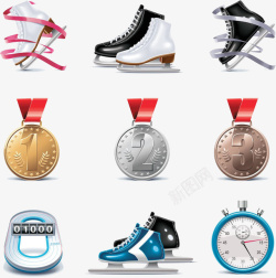 熘冰鞋和奖牌插画溜冰鞋和奖牌插画高清图片