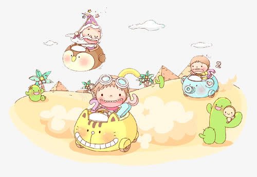 儿童漫画插画png免抠素材_新图网 https://ixintu.com 动漫 卡通 小孩 小车 沙土 绘画