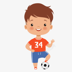 进球者手绘卡通人物踢足球的儿童高清图片