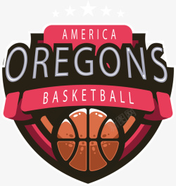 篮球团队盾形logo设计手绘篮球装饰图案矢量图图标高清图片