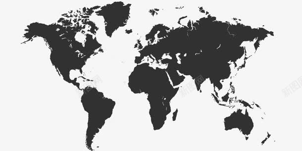 全球地图png免抠素材_新图网 https://ixintu.com 图案 地球 平面图 黑色