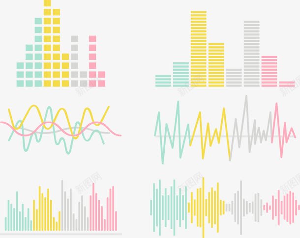 马卡龙配色声波波纹png免抠素材_新图网 https://ixintu.com 心电图 波纹 矢量素材 调音台 调音台音效图 调音波纹 超声波 音效调节图