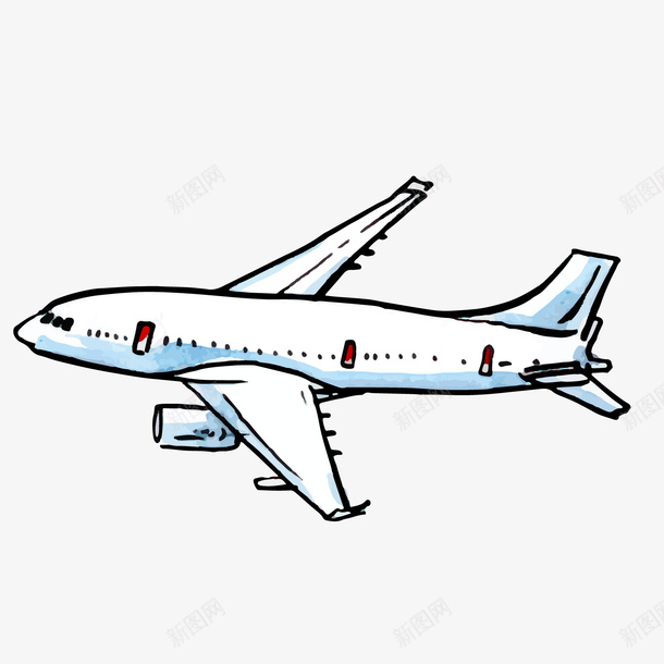 蓝色手绘飞机元素png免抠素材_新图网 https://ixintu.com 出行 创意 手绘 机翼 线稿 蓝色 起飞 运输 飞机 飞机线条图