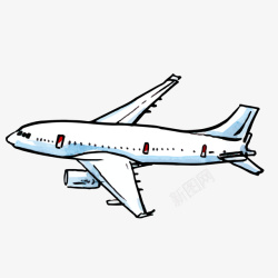飞机线条图蓝色手绘飞机元素高清图片