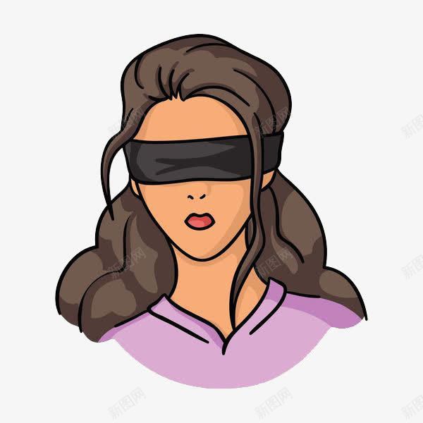 蒙住眼睛的女子png免抠素材_新图网 https://ixintu.com 卡通 女士 盲人 看不见 瞎 瞎子 蒙住 视力障碍 遮住眼睛