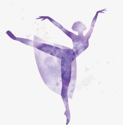 芭蕾舞紫色剪影装饰图案素材