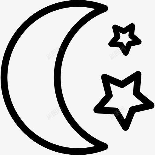 晚上图标png_新图网 https://ixintu.com 半个月亮 星星 月亮 月亮相 睡觉 自然