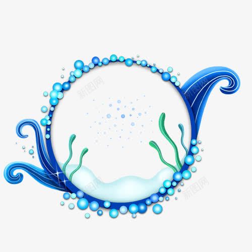 蓝色圆形点状装饰框png免抠素材_新图网 https://ixintu.com 圆形 点状 蓝色 装饰