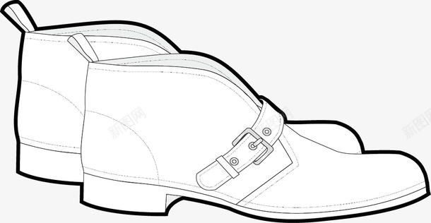 单靴矢量图图标ai_新图网 https://ixintu.com 简笔画 鞋子 黑白画 矢量图