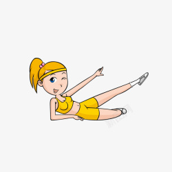 肌肉女孩卡通躺着练腿部肌肉的女士高清图片