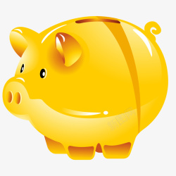 金色小猪储钱罐图矢量图素材