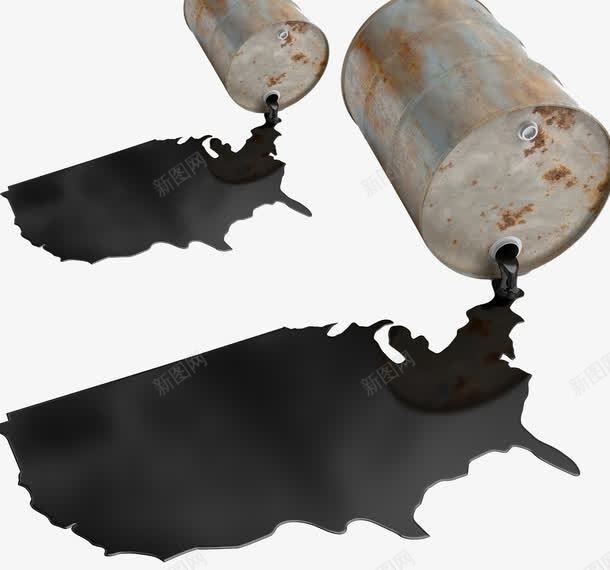 石油美国地图png免抠素材_新图网 https://ixintu.com 北美地图 汽油桶 石油 黑色金字