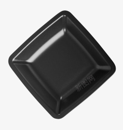 纯黑色正方形碟子陶瓷制品实物素材