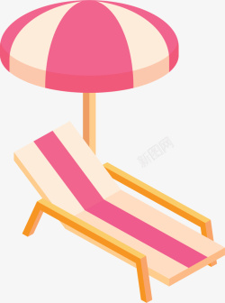 粉色坐莲粉色条纹沙滩躺椅矢量图高清图片