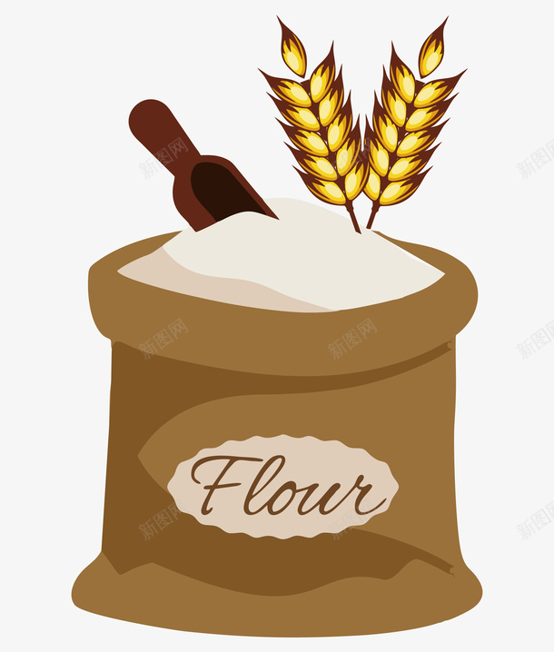 一袋子小麦面粉png免抠素材_新图网 https://ixintu.com 动漫动画 卡通手绘 小麦 白面 装饰图 面粉