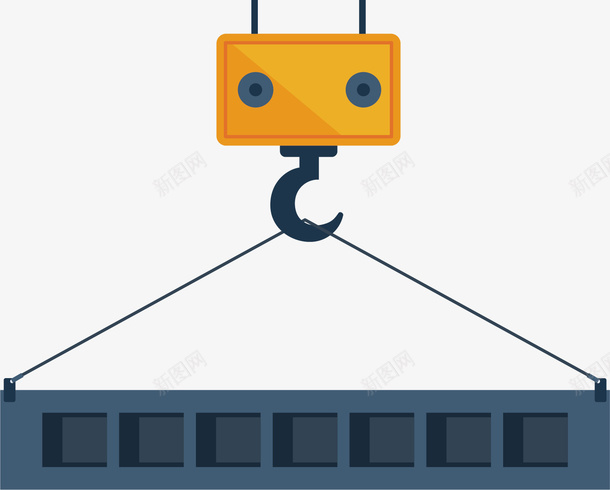吊东西的起重机矢量图ai免抠素材_新图网 https://ixintu.com 卡通 挂钩 货物 起重机 铁制品 黄色 矢量图