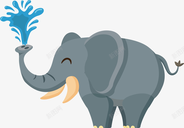 喷水的大象矢量图eps免抠素材_新图网 https://ixintu.com 喷水大象 喷泡坚硬 大象 大象装饰画 开心的大象 灰色大象 矢量png 矢量图 蓝色水花