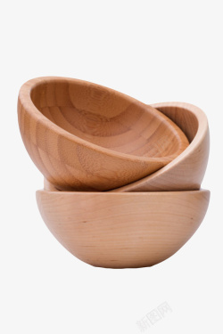 棕色容器层叠空的木制碗实物素材