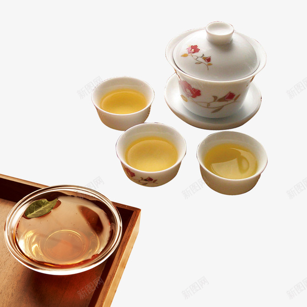 茉莉花茶psd免抠素材_新图网 https://ixintu.com 喝茶 喝茶免费下载 泡茶 茶具 茶套