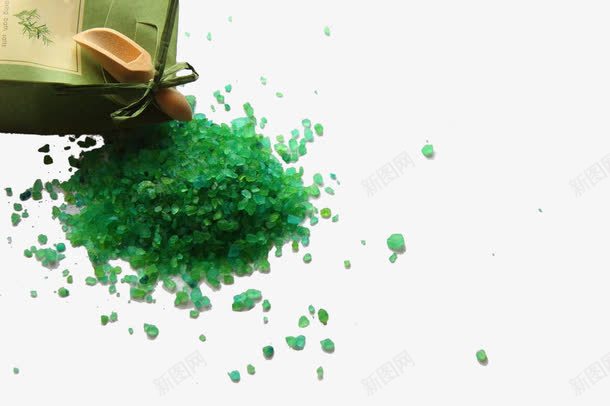 绿色海盐png免抠素材_新图网 https://ixintu.com 包装纸 小铲子 晶体 海盐 盐晶 绿色 颗粒