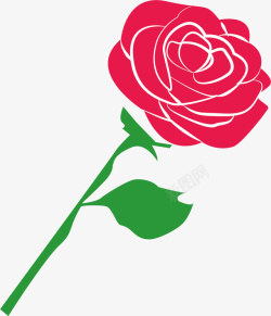 花苞花环一支红色玫瑰矢量图高清图片