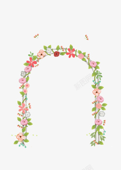 花拱门手绘花卉拱门高清图片