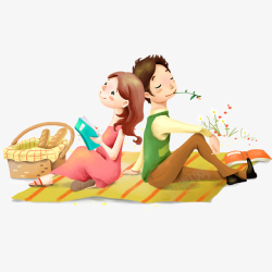 野餐PNG秋游秋季野餐的情侣高清图片
