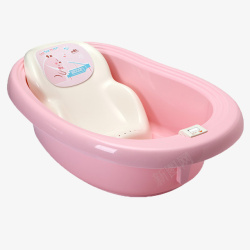 大号加厚可坐浴盆粉色感温婴儿浴盆高清图片