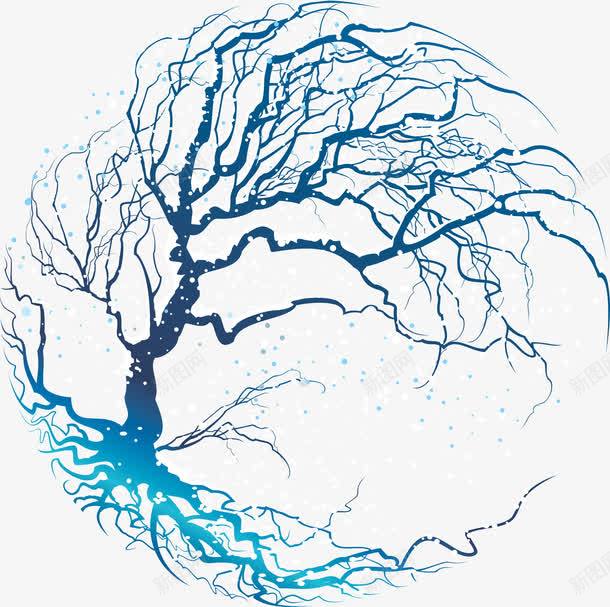 蓝色创意树根装饰画png免抠素材_新图网 https://ixintu.com 创意 树根 蓝色 装饰画