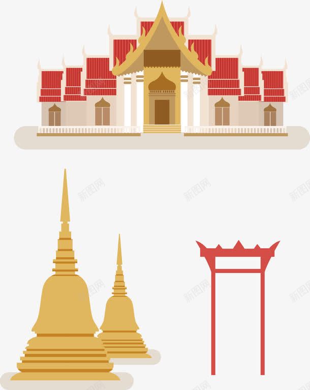 泰国建筑png免抠素材_新图网 https://ixintu.com 庙 泰国建筑 红色 黄色