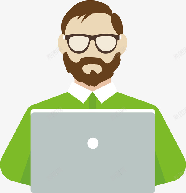 专注的工作人员png免抠素材_新图网 https://ixintu.com 工作人员 电子产品 电脑 男人 研究 绿色 衣服