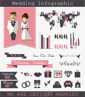 时尚扁平化婚礼元素图标图标