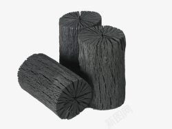 立着的炭圆柱木炭3个高清图片