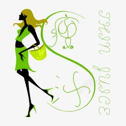 反弹减肥logo绿色美女图标高清图片