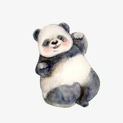 彩绘熊慵懒熊猫水墨画片高清图片