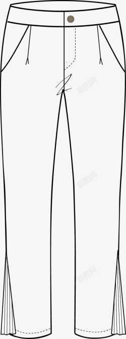 裤子线条图手绘女士长裤矢量图高清图片