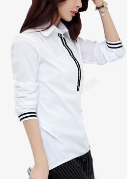 休闲衬衣都市女性休闲时尚立体白衬衫高清图片