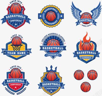 蓝色篮球队徽logo图标图标