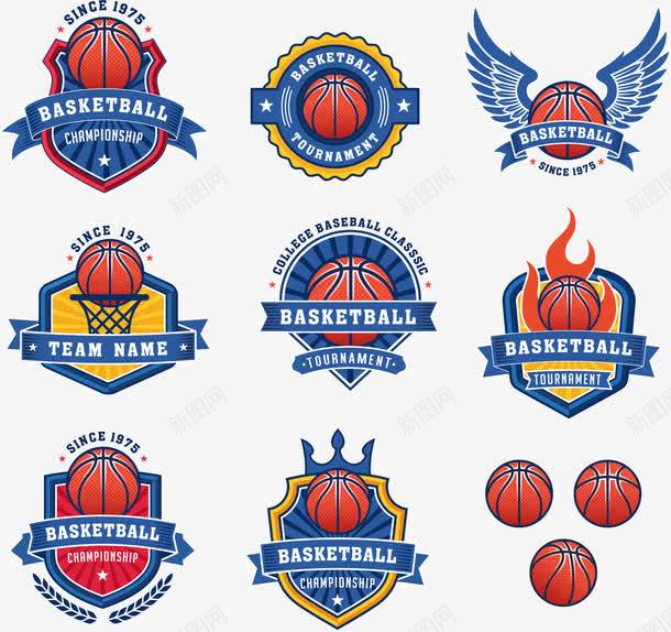 蓝色篮球队徽logo图标png_新图网 https://ixintu.com 球网 皇冠 篮球 篮球icon 篮球贴纸 篮球队 翅膀矢量 蓝色 队徽