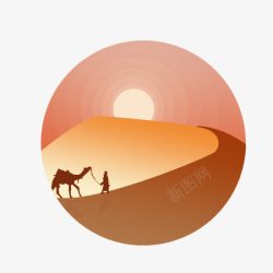 大漠烤羊排大漠中的行人高清图片