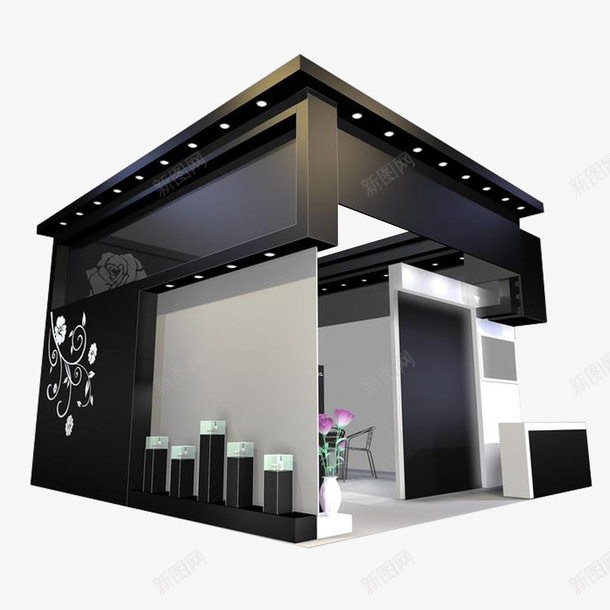 黑色时尚3D展厅png免抠素材_新图网 https://ixintu.com 3D展厅 大气 展示设计 展览 效果图 渲染图 黑色时尚