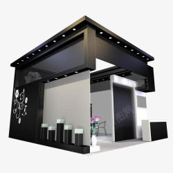 3d展览展示区黑色时尚3D展厅高清图片