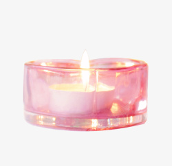 温馨烛光点亮的粉色蜡烛高清图片
