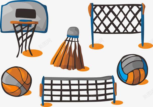 篮球羽毛球排球图标png_新图网 https://ixintu.com 体育运动 奥运项目 排球 排球网 沙滩排球 球类运动 篮球 篮球框 篮筐 羽毛球 羽毛球网