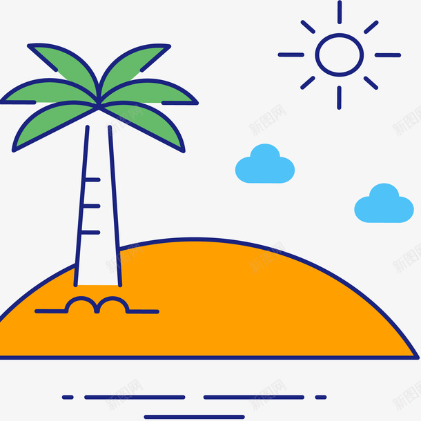MBE沙滩椰树图标元素png_新图网 https://ixintu.com MBE图标 休闲度假 椰树 沙滩 矢量图标 风景