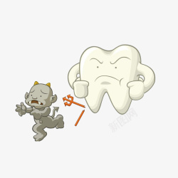 牙齿的小恶魔卡通打败小恶魔的肌肉牙齿高清图片